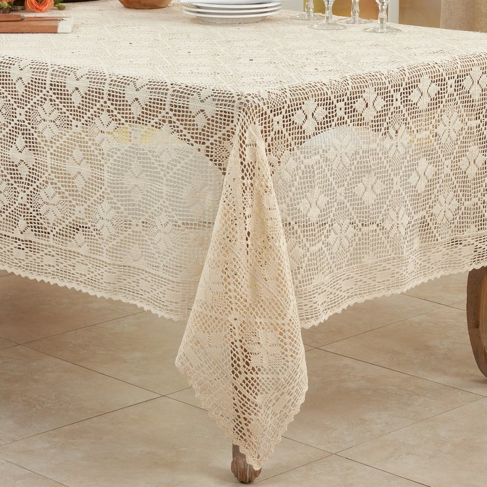 Crocheted Lace Tablecloth, 65" x 88"